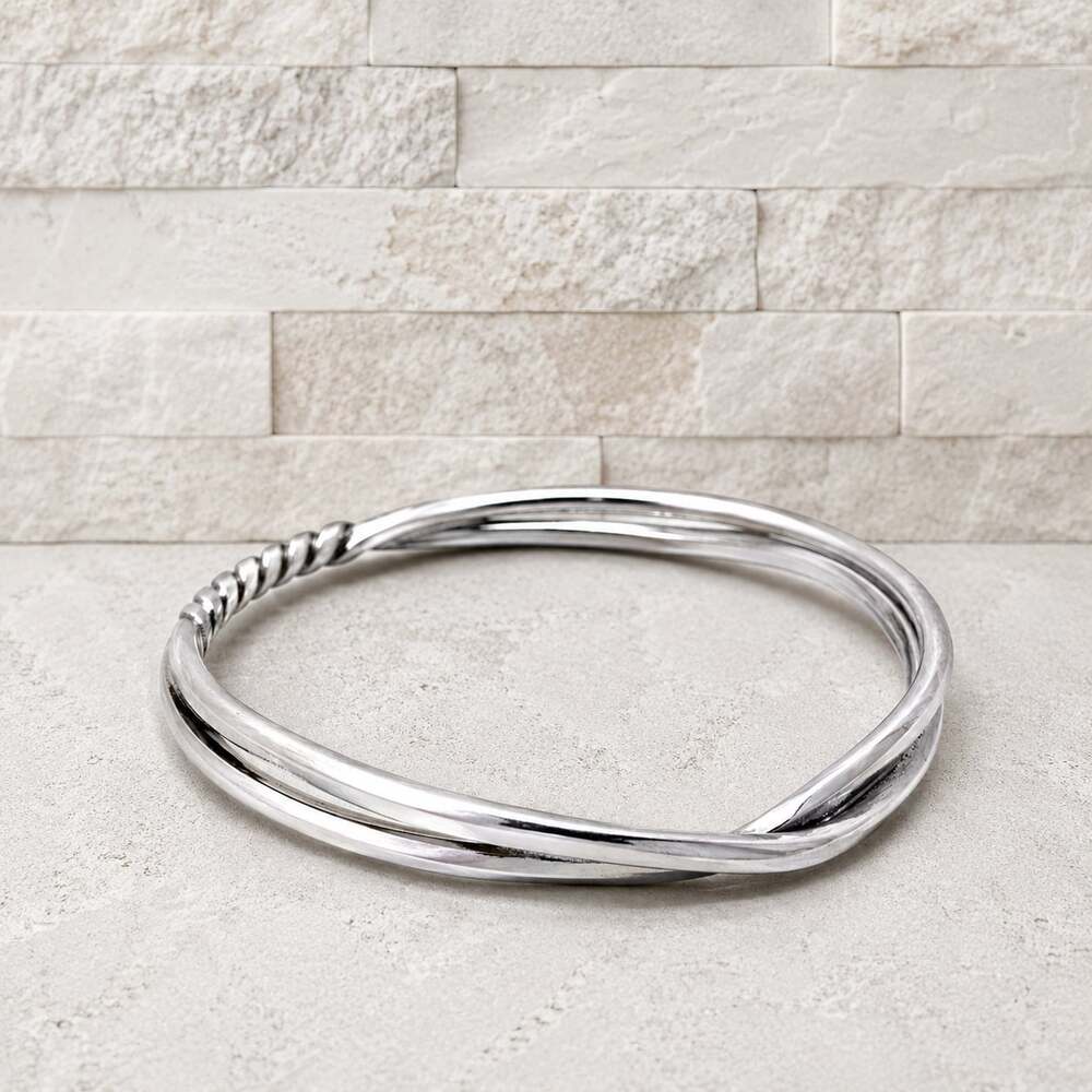 NEW OS UNISEX ZAKOL Silver Tone Twisted Cuff Bangle Bracelet